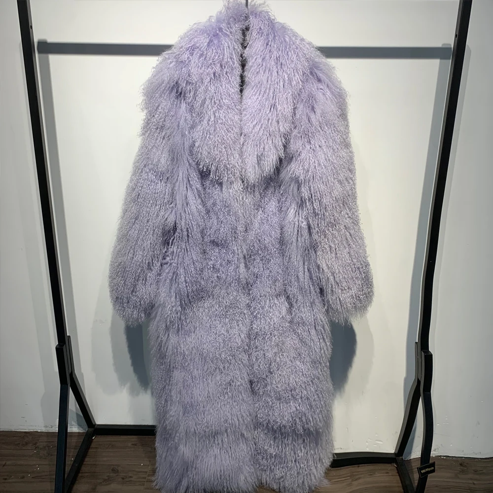 Long Mongolian Fur Natural Lady Real Sheep Fur Coat Winter Warm Winter Natural Fur Cloth 22-1