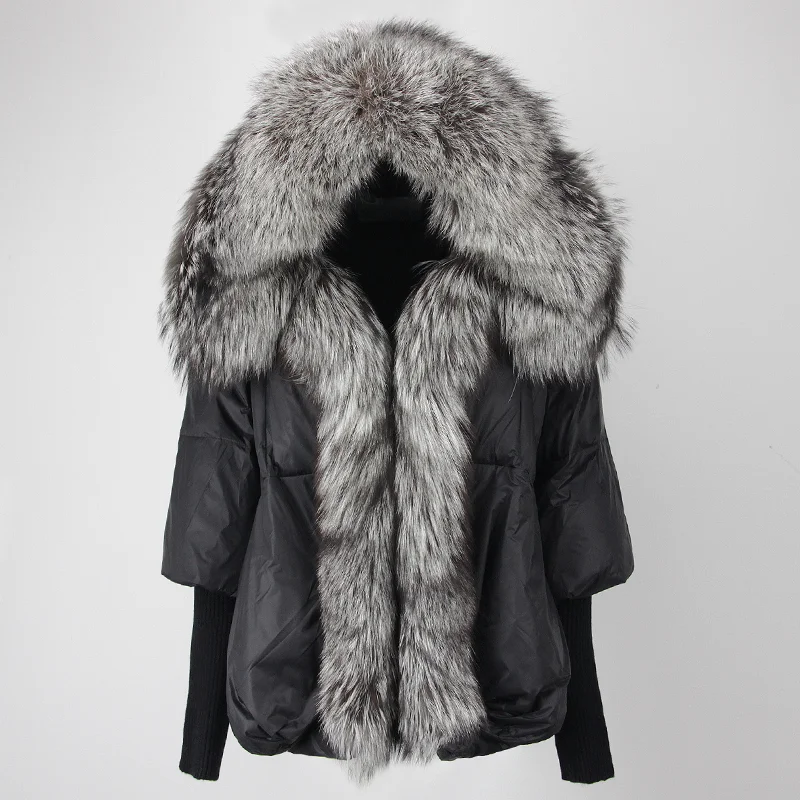 OFTBUY 2023 Winter Jacket Women Real Fox Fur Collar Hooded Natural Thick Warm Loose Oversize Duck Down Coat Streetwear Outerwear