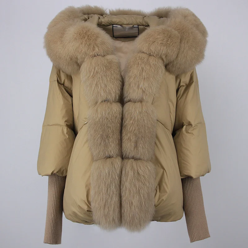 OFTBUY 2023 Winter Jacket Women Real Fox Fur Collar Hooded Natural Thick Warm Loose Oversize Duck Down Coat Streetwear Outerwear