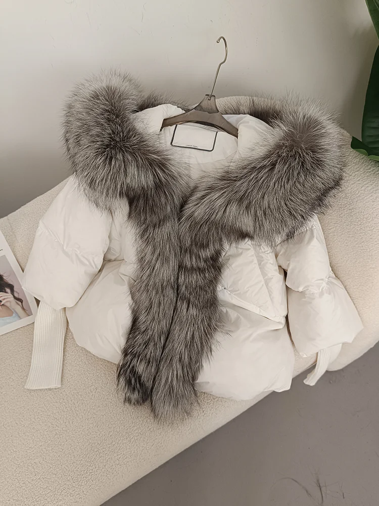 OFTBUY 2023 Winter Jacket Women Real Fox Fur Collar Hooded Natural Thick Warm Loose Oversize Duck Down Coat Streetwear Outerwear