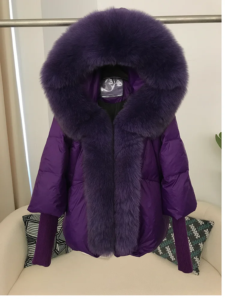 OFTBUY 2023 Winter Jacket Women Real Fox Fur Collar Hooded Natural Thick Warm Loose Oversize Duck Down Coat Streetwear Outerwear