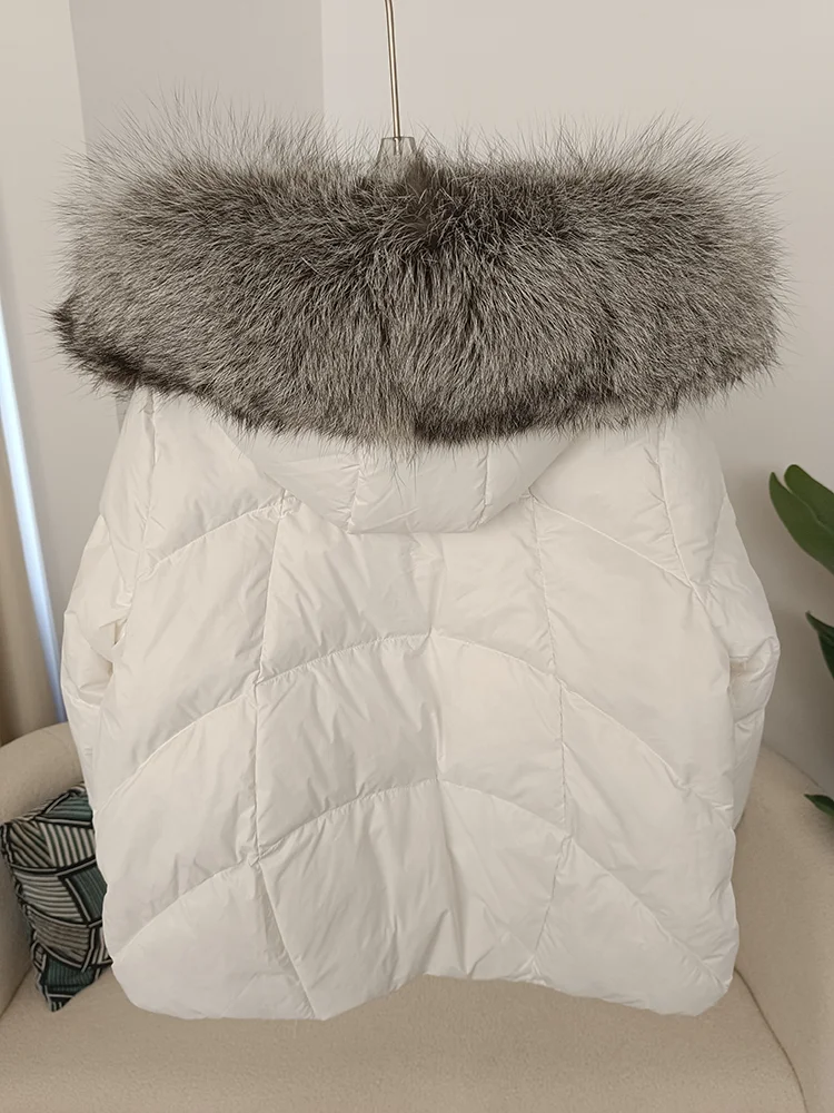 OFTBUY 2023 Winter Jacket Women Real Fox Fur Collar Hooded Natural Thick Warm Loose Oversize Duck Down Coat Streetwear Outerwear