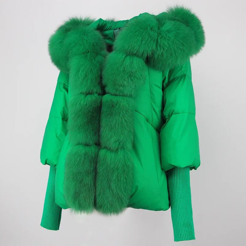 OFTBUY 2023 Winter Jacket Women Real Fox Fur Collar Hooded Natural Thick Warm Loose Oversize Duck Down Coat Streetwear Outerwear