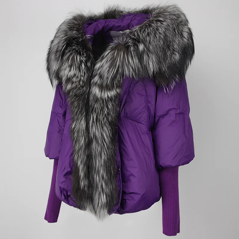 OFTBUY 2023 Winter Jacket Women Real Fox Fur Collar Hooded Natural Thick Warm Loose Oversize Duck Down Coat Streetwear Outerwear