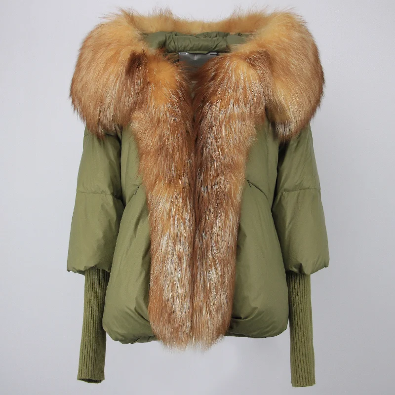 OFTBUY 2023 Winter Jacket Women Real Fox Fur Collar Hooded Natural Thick Warm Loose Oversize Duck Down Coat Streetwear Outerwear