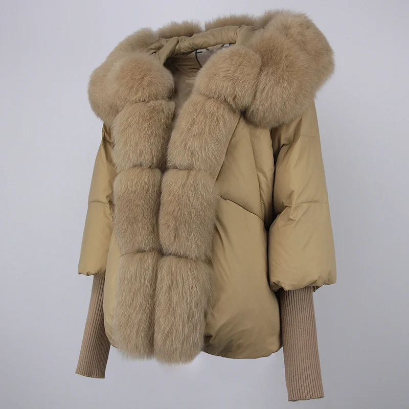 OFTBUY 2023 Winter Jacket Women Real Fox Fur Collar Hooded Natural Thick Warm Loose Oversize Duck Down Coat Streetwear Outerwear