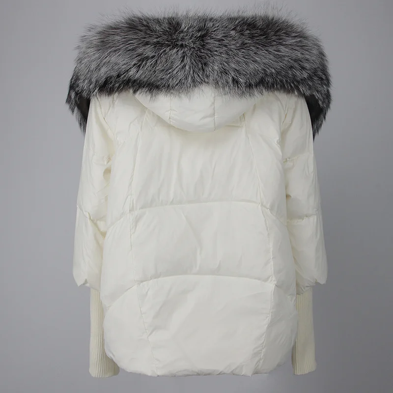 OFTBUY 2023 Winter Jacket Women Real Fox Fur Collar Hooded Natural Thick Warm Loose Oversize Duck Down Coat Streetwear Outerwear