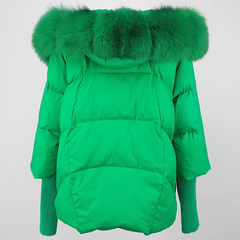 OFTBUY 2023 Winter Jacket Women Real Fox Fur Collar Hooded Natural Thick Warm Loose Oversize Duck Down Coat Streetwear Outerwear