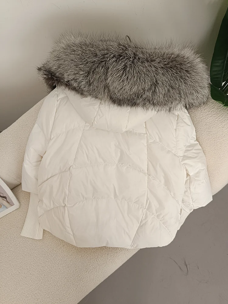 OFTBUY 2023 Winter Jacket Women Real Fox Fur Collar Hooded Natural Thick Warm Loose Oversize Duck Down Coat Streetwear Outerwear