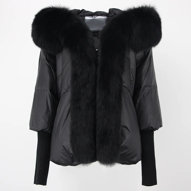 OFTBUY 2023 Winter Jacket Women Real Fox Fur Collar Hooded Natural Thick Warm Loose Oversize Duck Down Coat Streetwear Outerwear