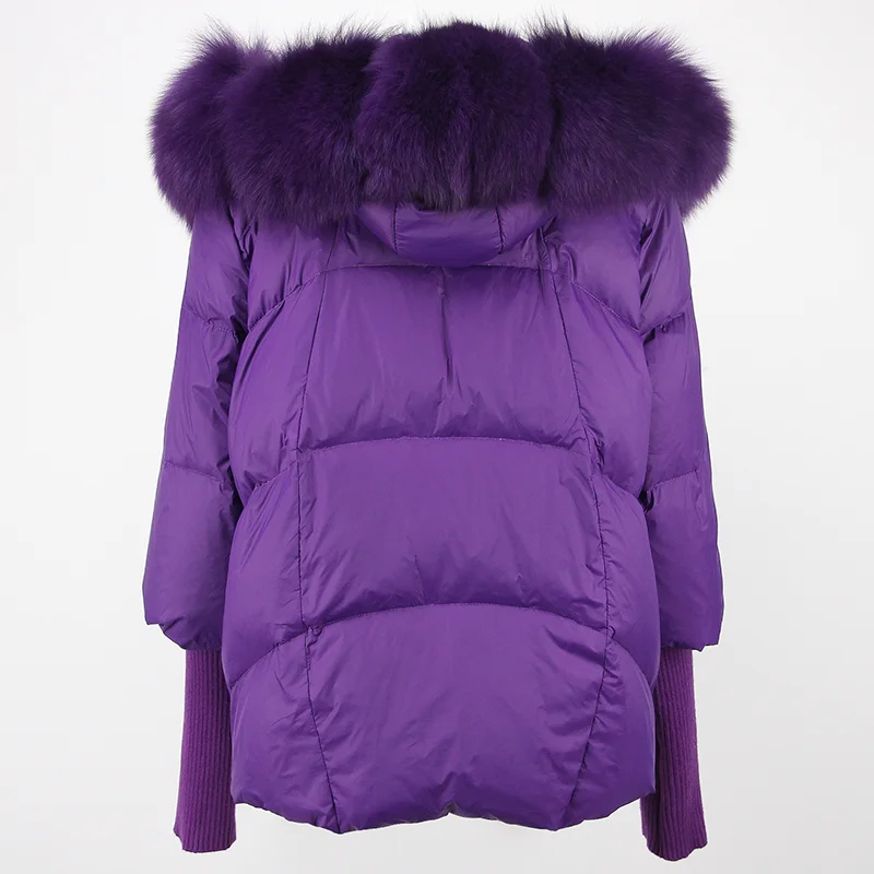 OFTBUY 2023 Winter Jacket Women Real Fox Fur Collar Hooded Natural Thick Warm Loose Oversize Duck Down Coat Streetwear Outerwear
