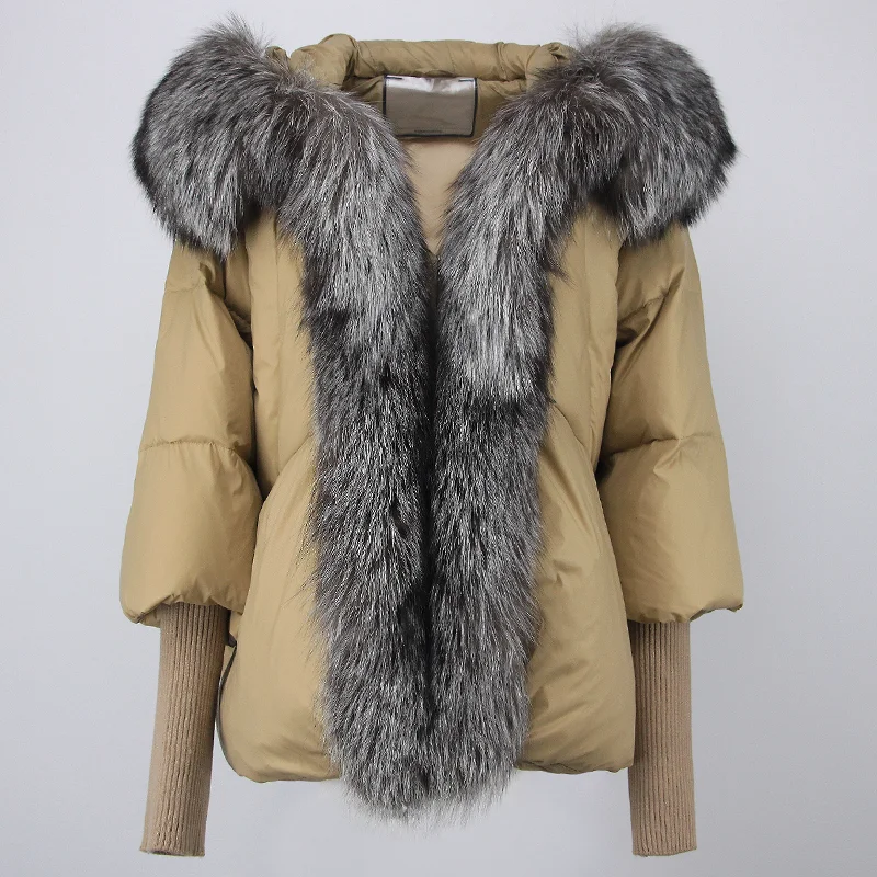 OFTBUY 2023 Winter Jacket Women Real Fox Fur Collar Hooded Natural Thick Warm Loose Oversize Duck Down Coat Streetwear Outerwear