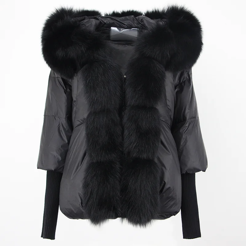 OFTBUY 2023 Winter Jacket Women Real Fox Fur Collar Hooded Natural Thick Warm Loose Oversize Duck Down Coat Streetwear Outerwear