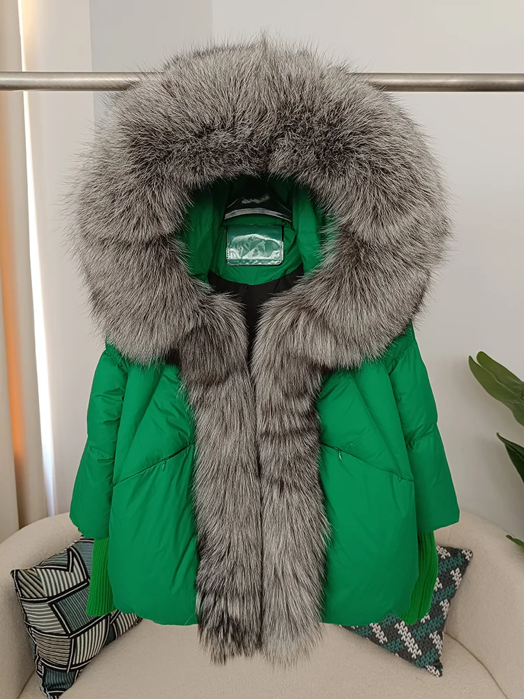 OFTBUY 2023 Winter Jacket Women Real Fox Fur Collar Hooded Natural Thick Warm Loose Oversize Duck Down Coat Streetwear Outerwear