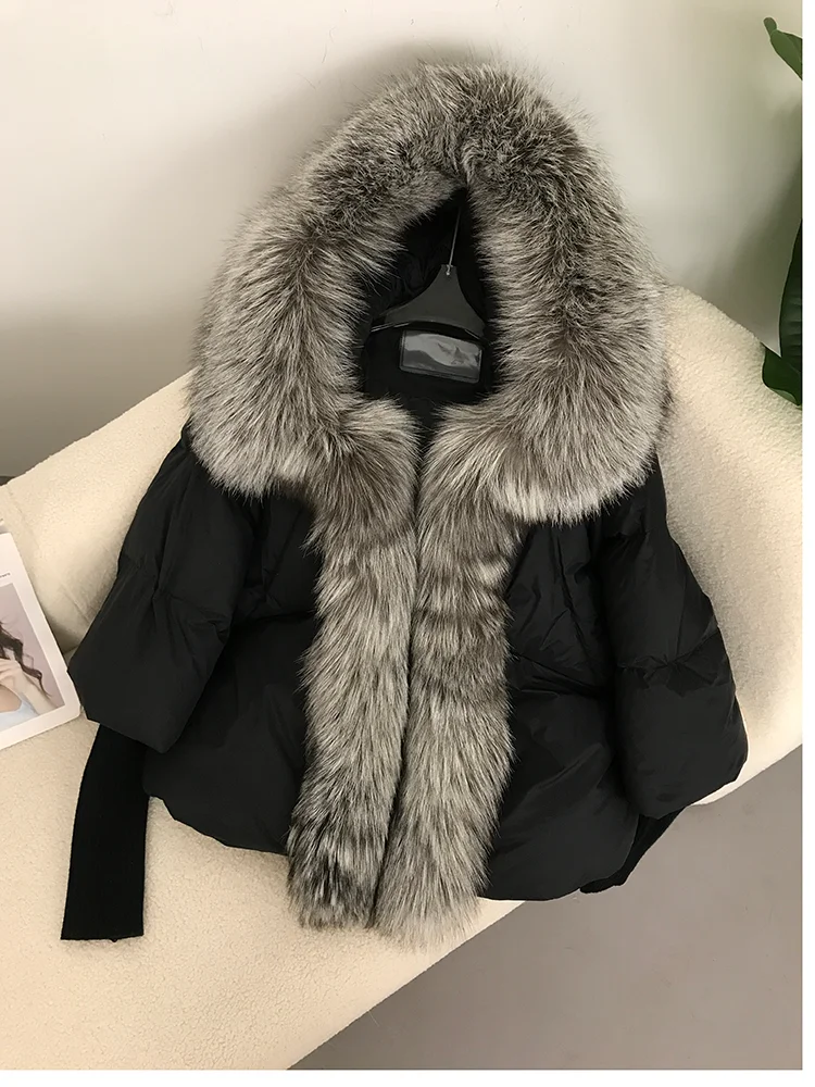 OFTBUY 2023 Winter Jacket Women Real Fox Fur Collar Hooded Natural Thick Warm Loose Oversize Duck Down Coat Streetwear Outerwear