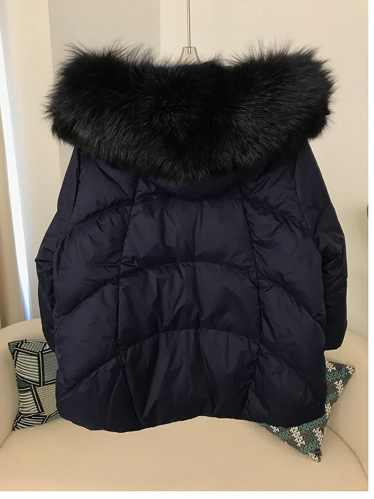 OFTBUY 2023 Winter Jacket Women Real Fox Fur Collar Hooded Natural Thick Warm Loose Oversize Duck Down Coat Streetwear Outerwear