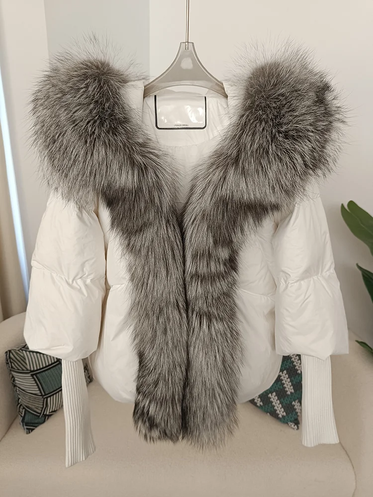 OFTBUY 2023 Winter Jacket Women Real Fox Fur Collar Hooded Natural Thick Warm Loose Oversize Duck Down Coat Streetwear Outerwear