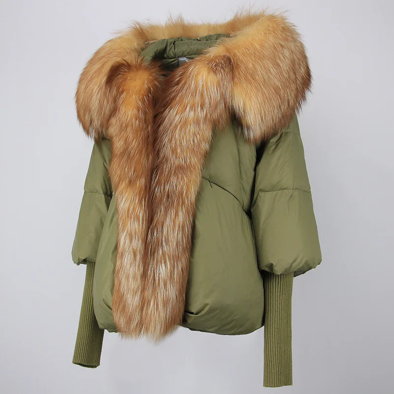 OFTBUY 2023 Winter Jacket Women Real Fox Fur Collar Hooded Natural Thick Warm Loose Oversize Duck Down Coat Streetwear Outerwear