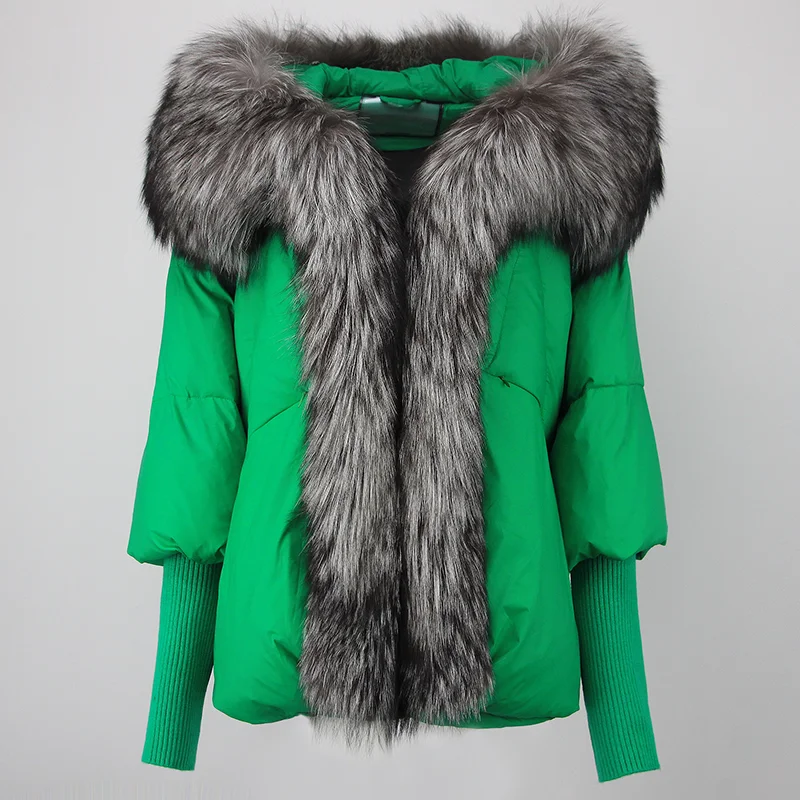 OFTBUY 2023 Winter Jacket Women Real Fox Fur Collar Hooded Natural Thick Warm Loose Oversize Duck Down Coat Streetwear Outerwear