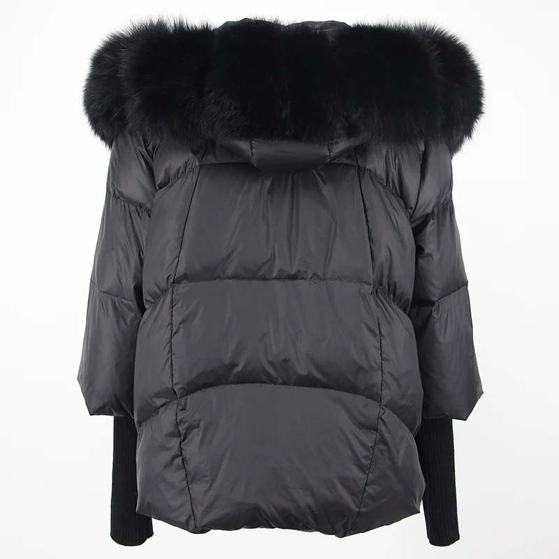 OFTBUY 2023 Winter Jacket Women Real Fox Fur Collar Hooded Natural Thick Warm Loose Oversize Duck Down Coat Streetwear Outerwear