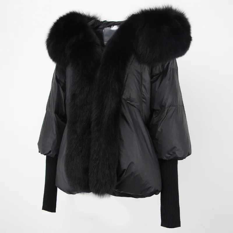 OFTBUY 2023 Winter Jacket Women Real Fox Fur Collar Hooded Natural Thick Warm Loose Oversize Duck Down Coat Streetwear Outerwear