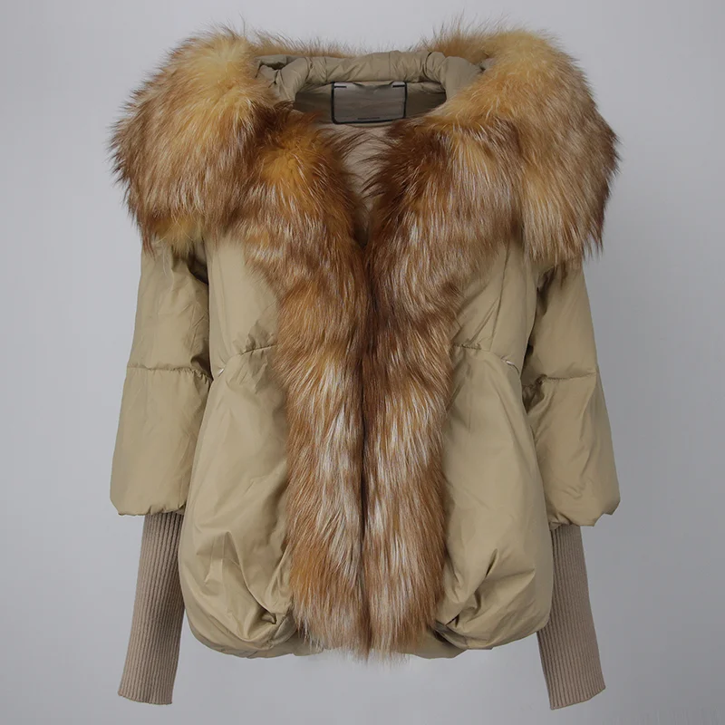 OFTBUY 2023 Winter Jacket Women Real Fox Fur Collar Hooded Natural Thick Warm Loose Oversize Duck Down Coat Streetwear Outerwear