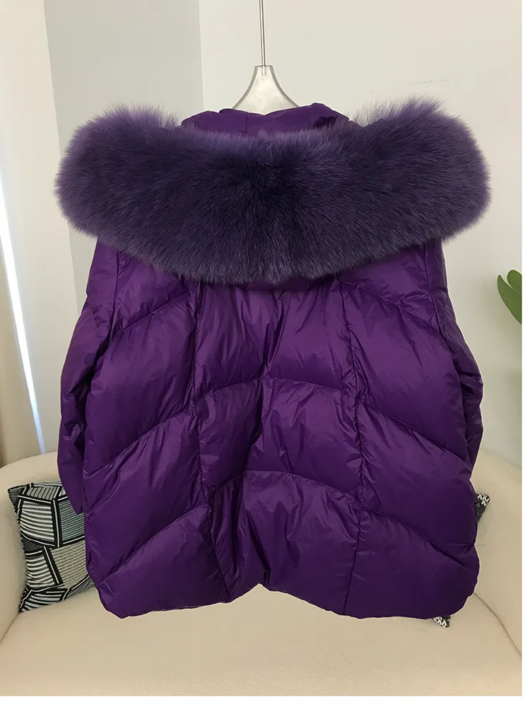 OFTBUY 2023 Winter Jacket Women Real Fox Fur Collar Hooded Natural Thick Warm Loose Oversize Duck Down Coat Streetwear Outerwear