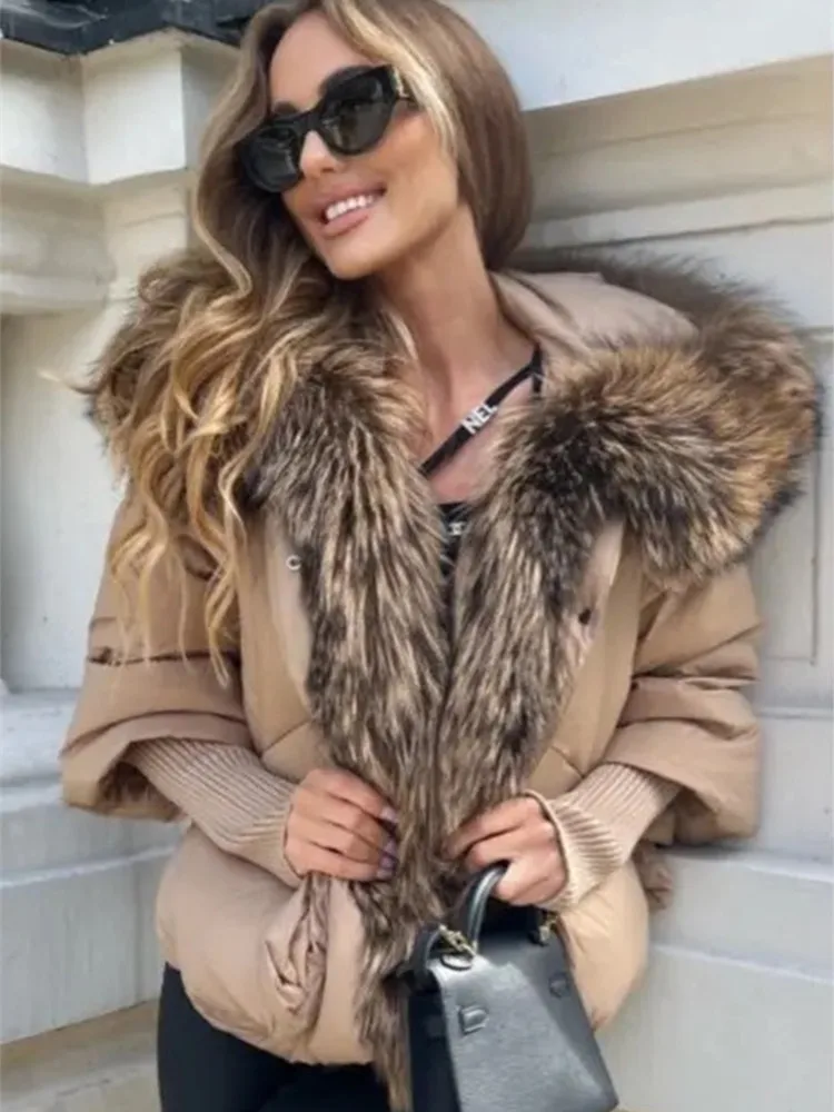 OFTBUY 2023 Winter Jacket Women Real Fox Fur Collar Hooded Natural Thick Warm Loose Oversize Duck Down Coat Streetwear Outerwear