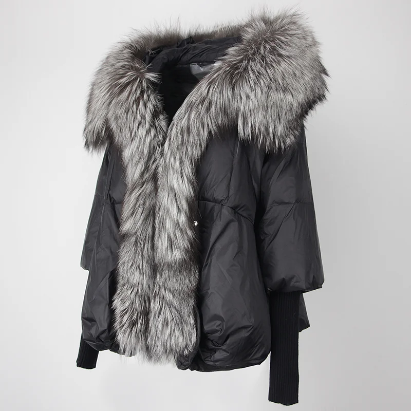 OFTBUY 2023 Winter Jacket Women Real Fox Fur Collar Hooded Natural Thick Warm Loose Oversize Duck Down Coat Streetwear Outerwear