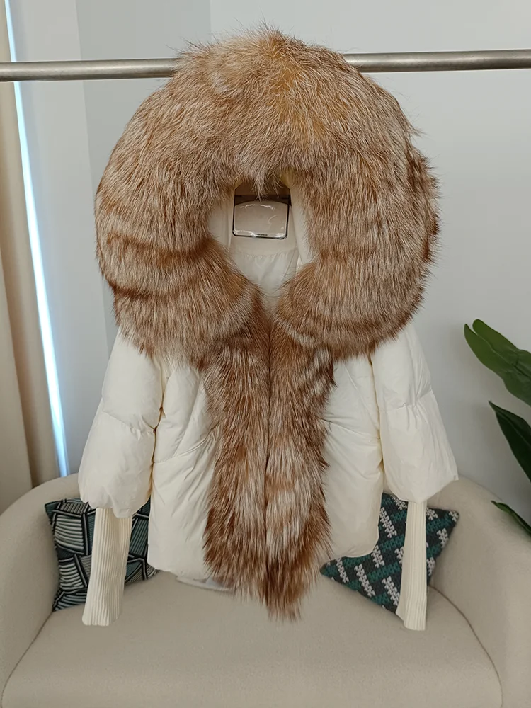 OFTBUY 2023 Winter Jacket Women Real Fox Fur Collar Hooded Natural Thick Warm Loose Oversize Duck Down Coat Streetwear Outerwear