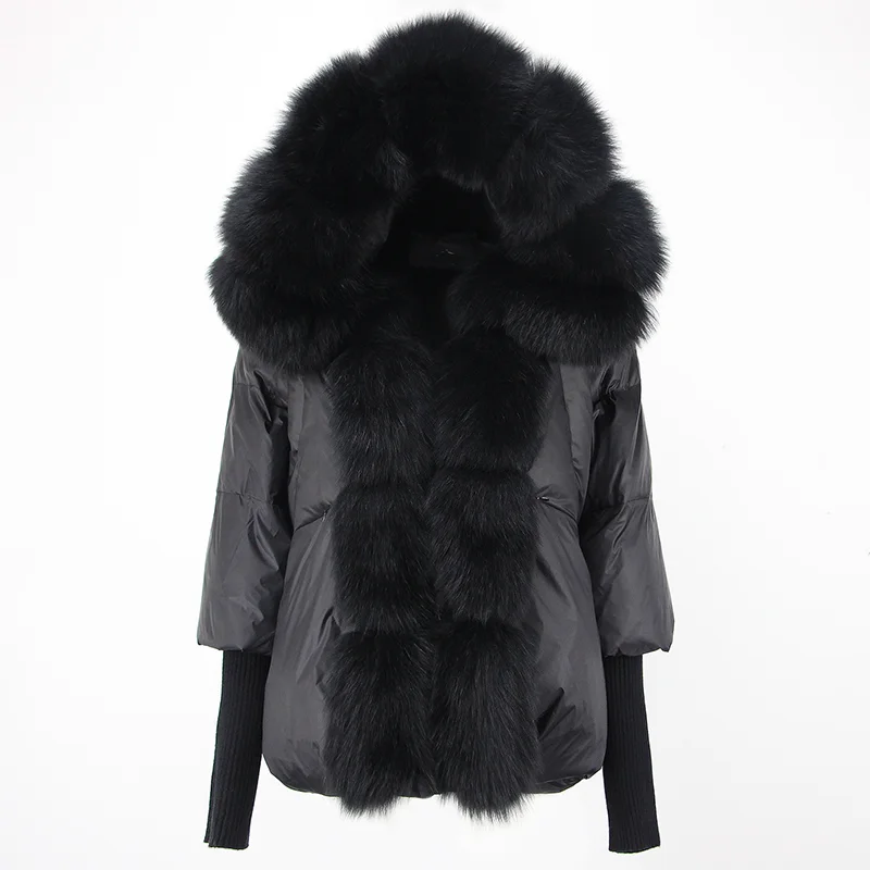OFTBUY 2023 Winter Jacket Women Real Fox Fur Collar Hooded Natural Thick Warm Loose Oversize Duck Down Coat Streetwear Outerwear