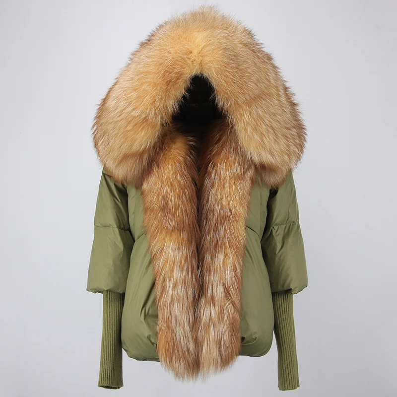 OFTBUY 2023 Winter Jacket Women Real Fox Fur Collar Hooded Natural Thick Warm Loose Oversize Duck Down Coat Streetwear Outerwear