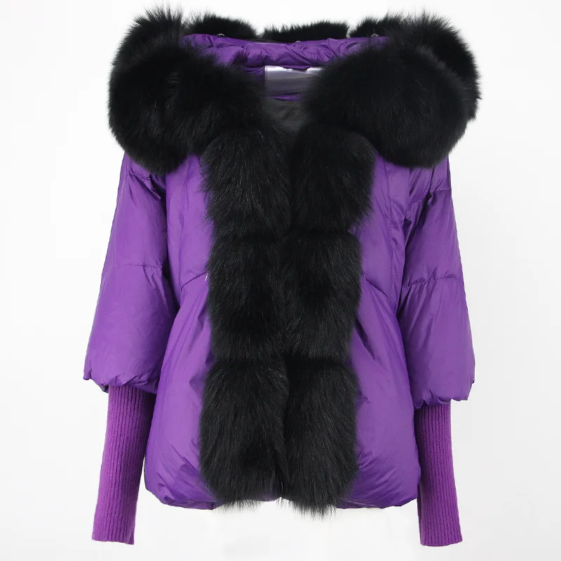 OFTBUY 2023 Winter Jacket Women Real Fox Fur Collar Hooded Natural Thick Warm Loose Oversize Duck Down Coat Streetwear Outerwear
