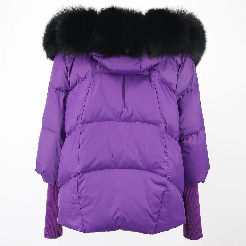 OFTBUY 2023 Winter Jacket Women Real Fox Fur Collar Hooded Natural Thick Warm Loose Oversize Duck Down Coat Streetwear Outerwear