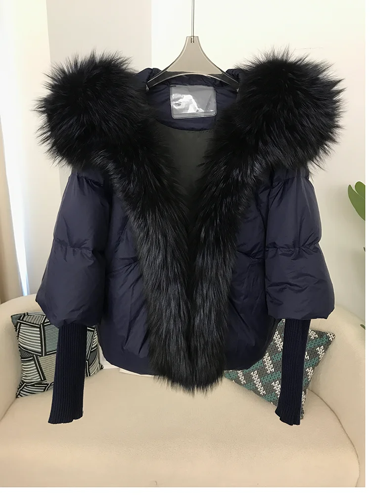 OFTBUY 2023 Winter Jacket Women Real Fox Fur Collar Hooded Natural Thick Warm Loose Oversize Duck Down Coat Streetwear Outerwear
