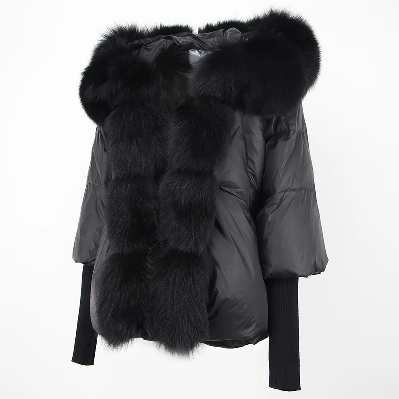 OFTBUY 2023 Winter Jacket Women Real Fox Fur Collar Hooded Natural Thick Warm Loose Oversize Duck Down Coat Streetwear Outerwear