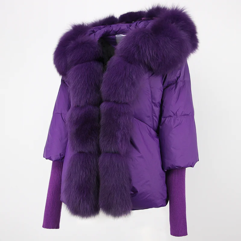 OFTBUY 2023 Winter Jacket Women Real Fox Fur Collar Hooded Natural Thick Warm Loose Oversize Duck Down Coat Streetwear Outerwear