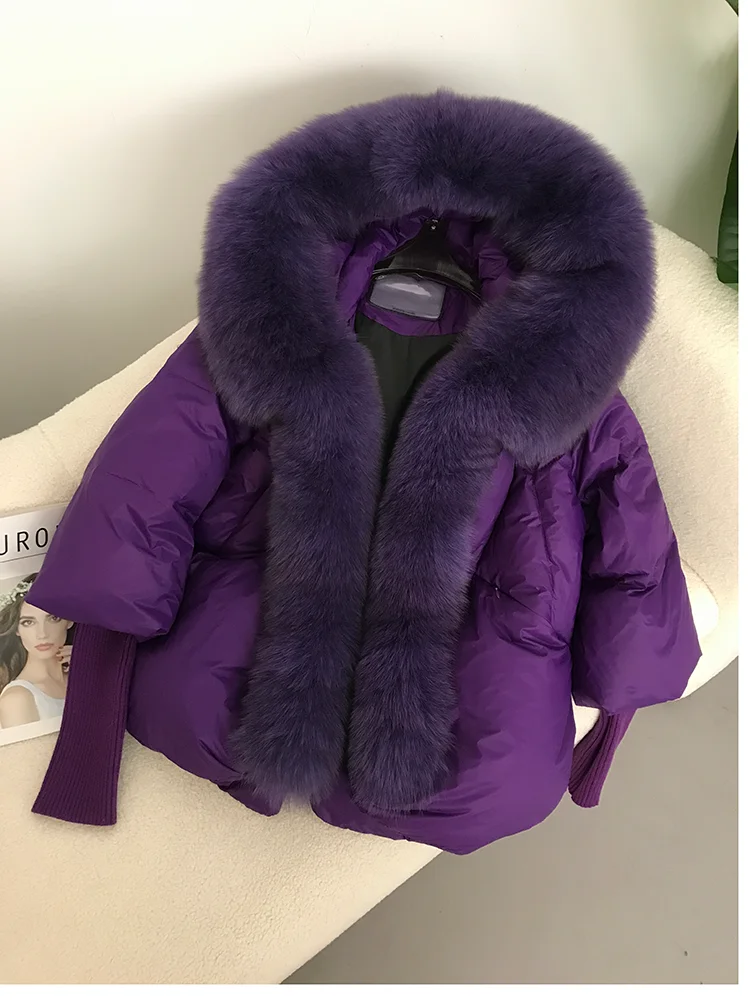 OFTBUY 2023 Winter Jacket Women Real Fox Fur Collar Hooded Natural Thick Warm Loose Oversize Duck Down Coat Streetwear Outerwear