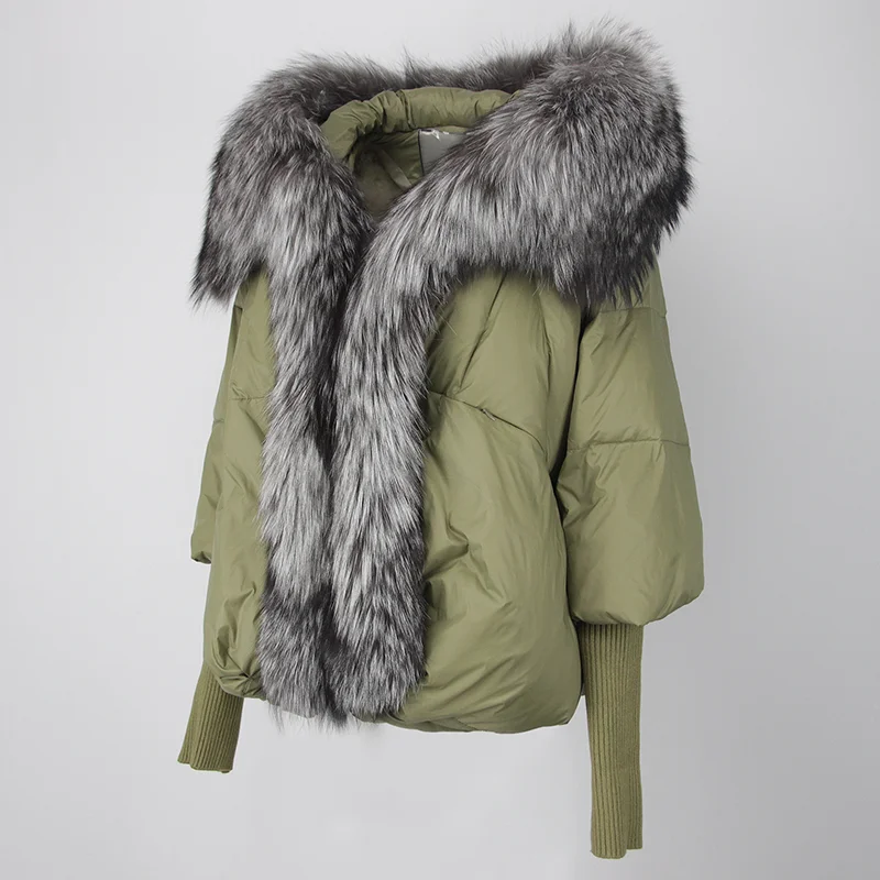 OFTBUY 2023 Winter Jacket Women Real Fox Fur Collar Hooded Natural Thick Warm Loose Oversize Duck Down Coat Streetwear Outerwear