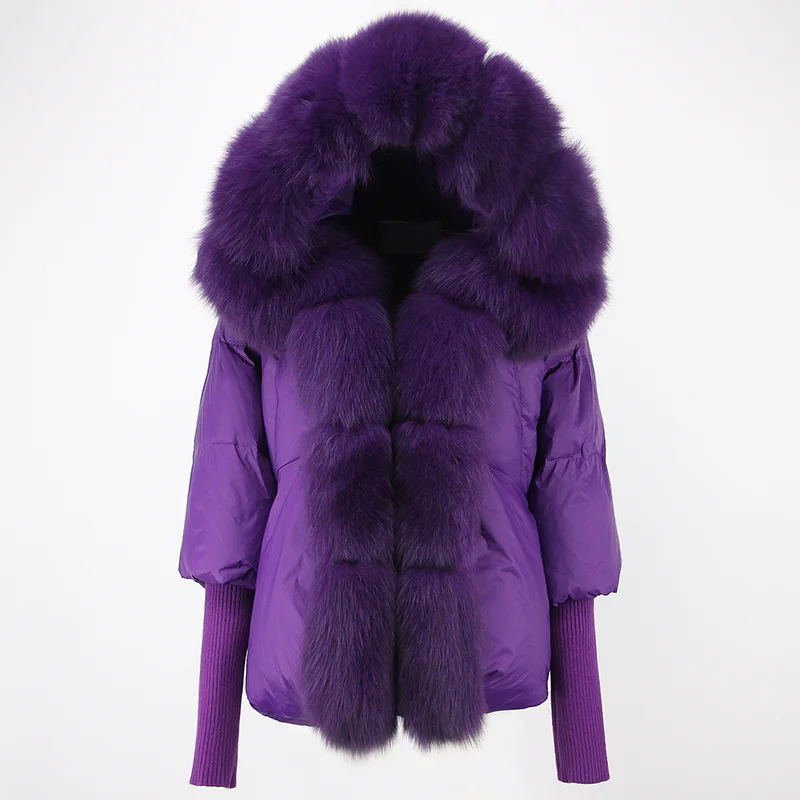 OFTBUY 2023 Winter Jacket Women Real Fox Fur Collar Hooded Natural Thick Warm Loose Oversize Duck Down Coat Streetwear Outerwear