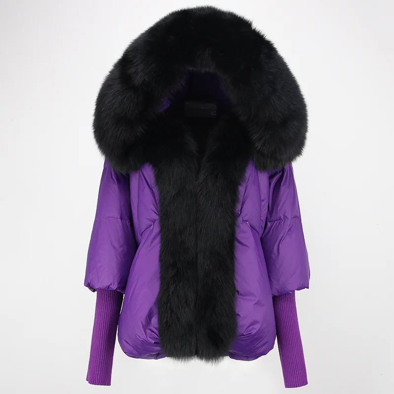 OFTBUY 2023 Winter Jacket Women Real Fox Fur Collar Hooded Natural Thick Warm Loose Oversize Duck Down Coat Streetwear Outerwear