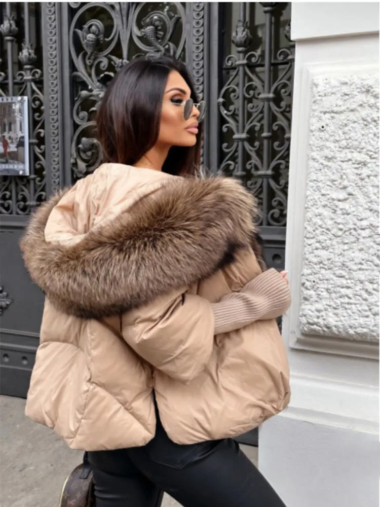 OFTBUY 2023 Winter Jacket Women Real Fox Fur Collar Hooded Natural Thick Warm Loose Oversize Duck Down Coat Streetwear Outerwear