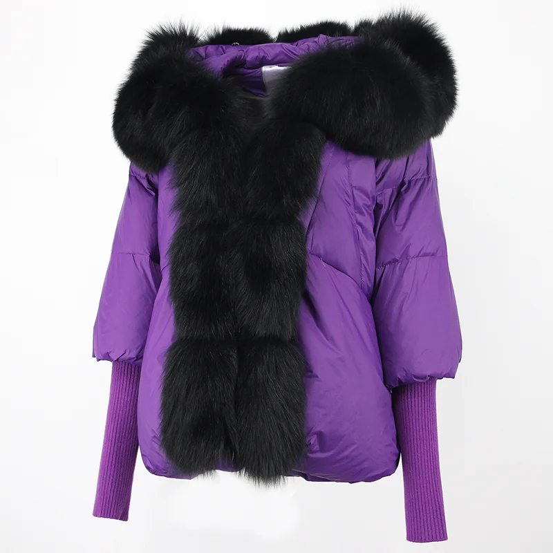 OFTBUY 2023 Winter Jacket Women Real Fox Fur Collar Hooded Natural Thick Warm Loose Oversize Duck Down Coat Streetwear Outerwear