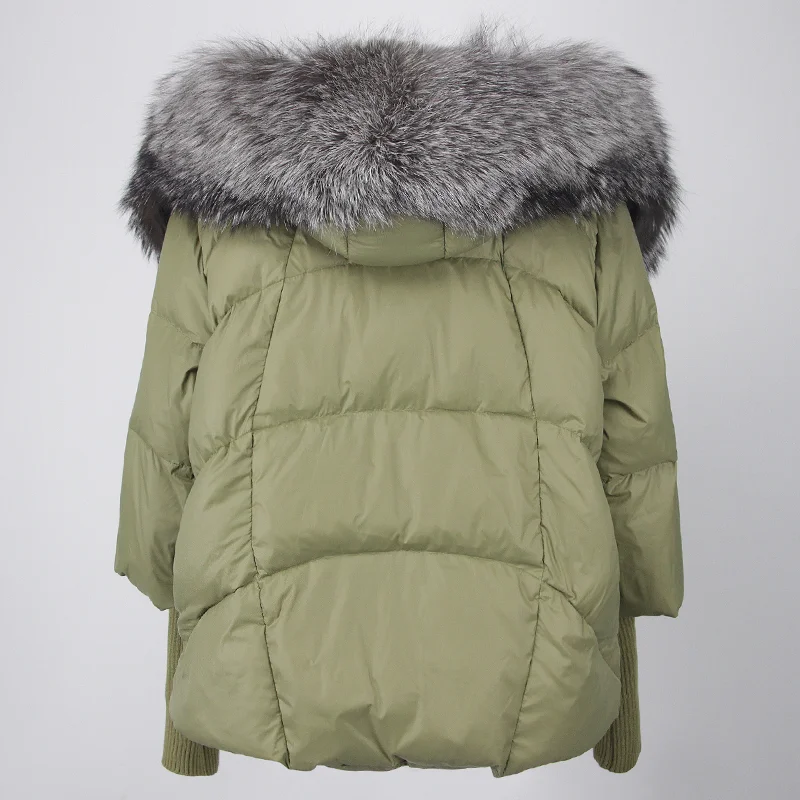 OFTBUY 2023 Winter Jacket Women Real Fox Fur Collar Hooded Natural Thick Warm Loose Oversize Duck Down Coat Streetwear Outerwear