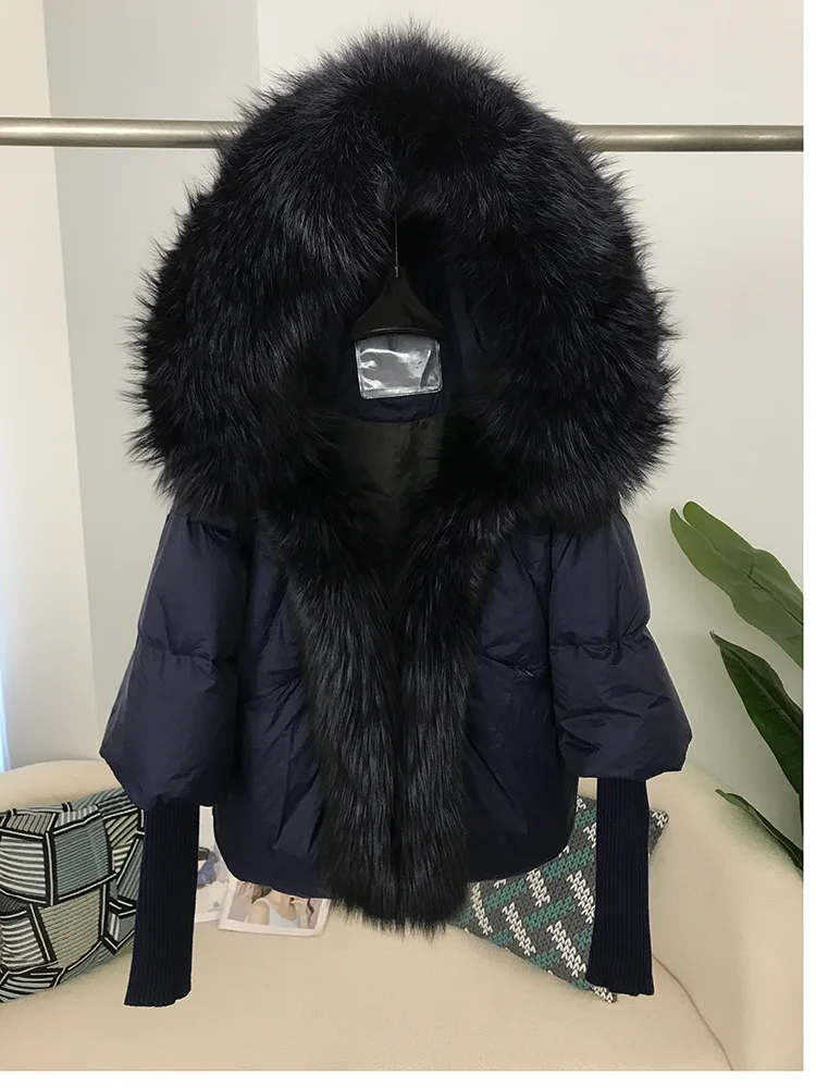 OFTBUY 2023 Winter Jacket Women Real Fox Fur Collar Hooded Natural Thick Warm Loose Oversize Duck Down Coat Streetwear Outerwear