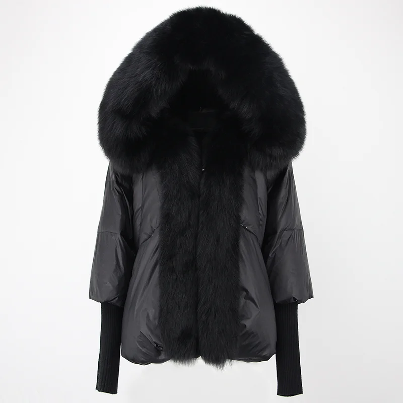 OFTBUY 2023 Winter Jacket Women Real Fox Fur Collar Hooded Natural Thick Warm Loose Oversize Duck Down Coat Streetwear Outerwear