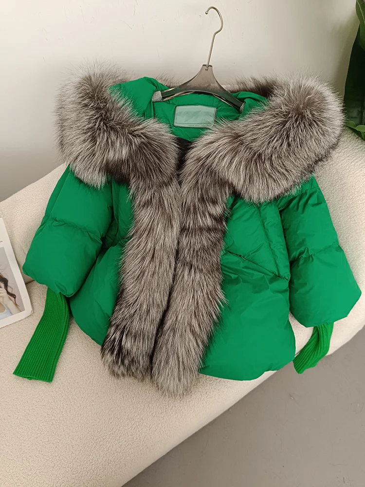 OFTBUY 2023 Winter Jacket Women Real Fox Fur Collar Hooded Natural Thick Warm Loose Oversize Duck Down Coat Streetwear Outerwear