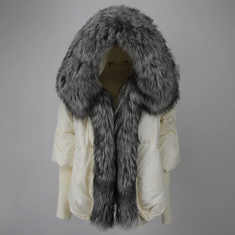 OFTBUY 2023 Winter Jacket Women Real Fox Fur Collar Hooded Natural Thick Warm Loose Oversize Duck Down Coat Streetwear Outerwear