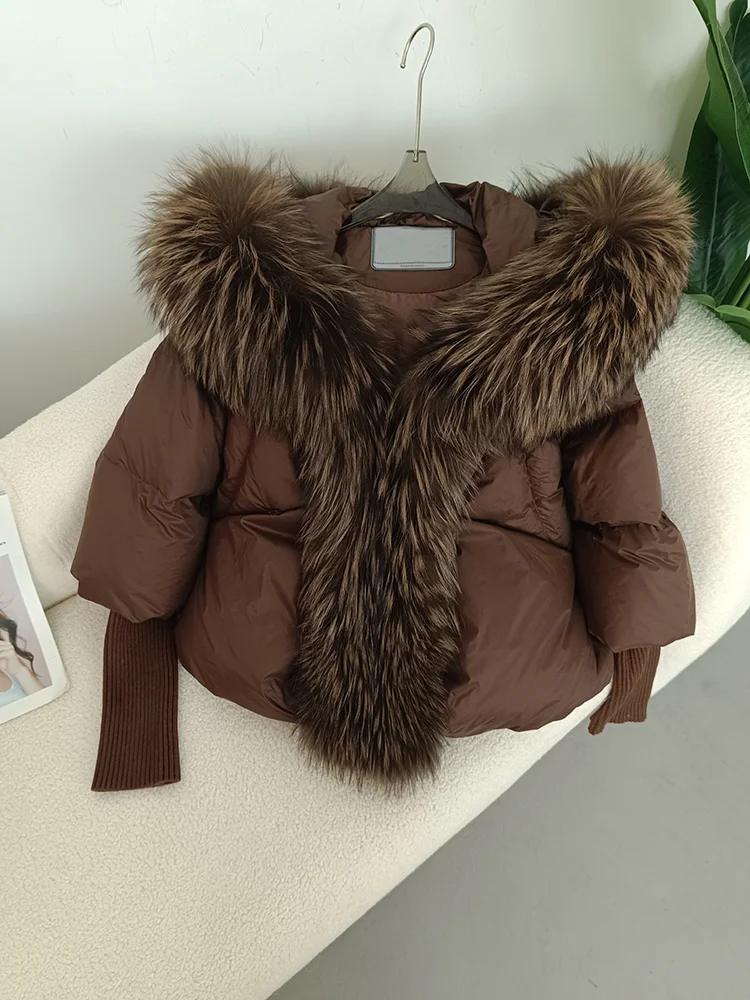 OFTBUY 2023 Winter Jacket Women Real Fox Fur Collar Hooded Natural Thick Warm Loose Oversize Duck Down Coat Streetwear Outerwear