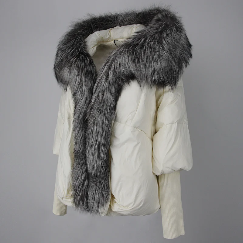 OFTBUY 2023 Winter Jacket Women Real Fox Fur Collar Hooded Natural Thick Warm Loose Oversize Duck Down Coat Streetwear Outerwear